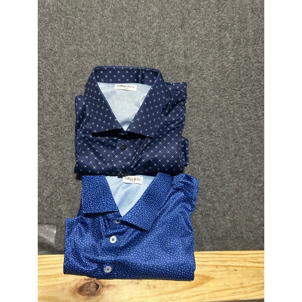 Lot of 2 collars & co polo shirt mens performance stretch size 2XL blue